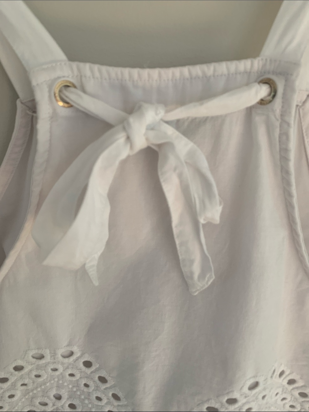 Abercrombie & Fitch Eyelet Relaxed Fit Tank Top White Medium Cottagecore Summer - Picture 6 of 9